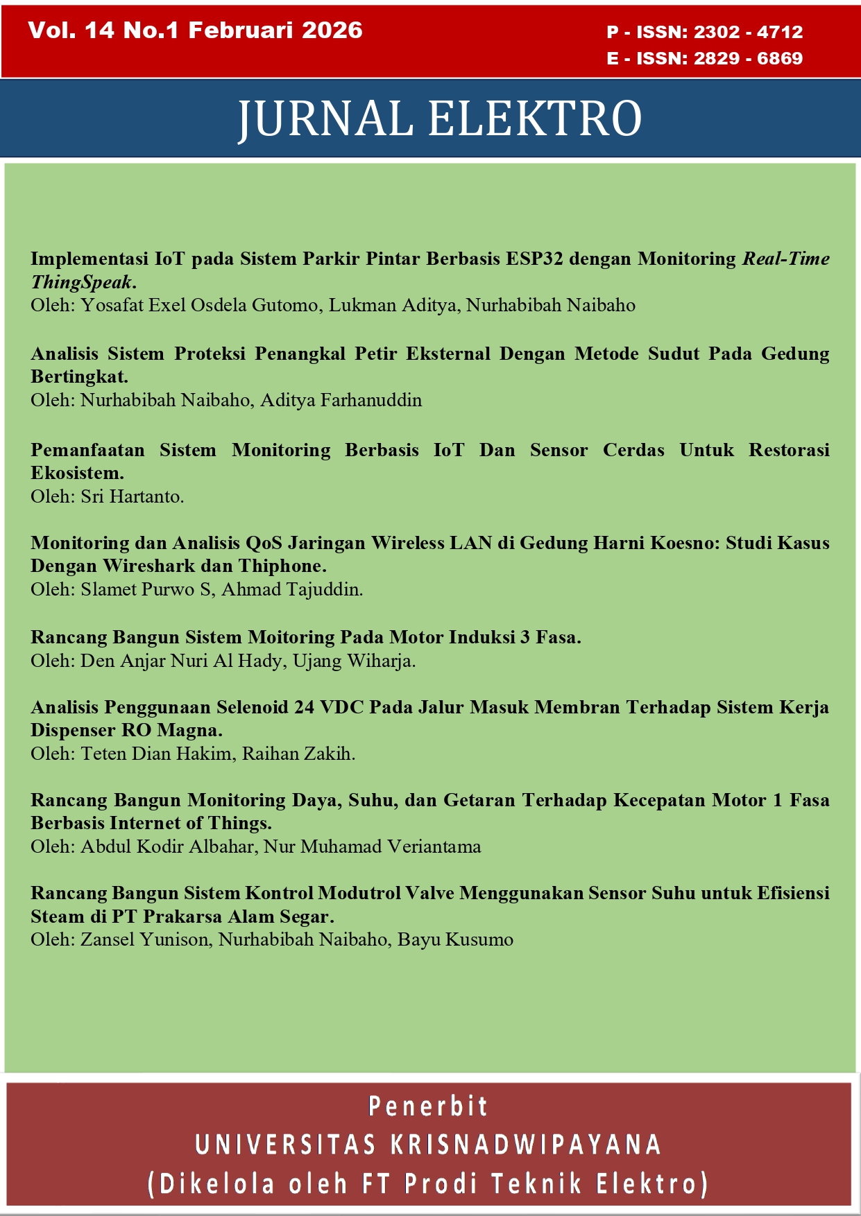 					Lihat Vol 14 No 1 (2026): JURNAL ELEKTRO
				